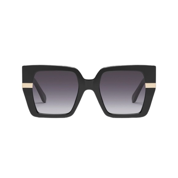 Quay Notorious Black Square Frame Sunglasses with Case - Picture 1 of 7